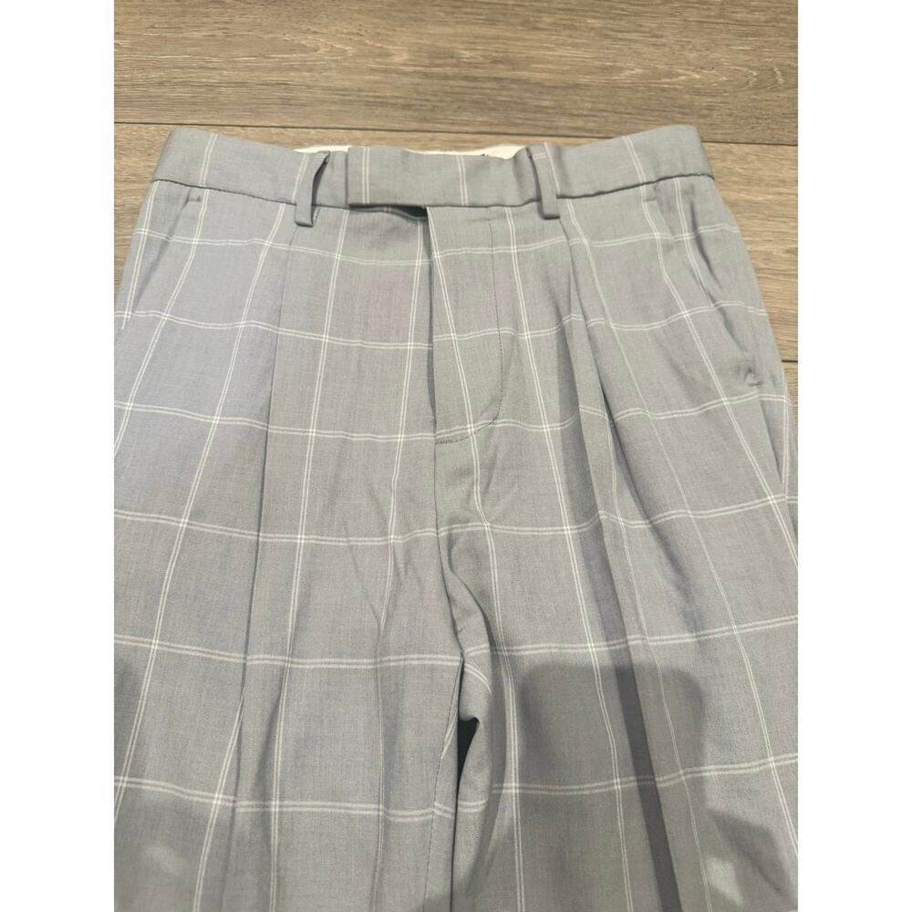 ASOS Design Gray Windowpane Trousers High Waist Pants 30x30 NWT